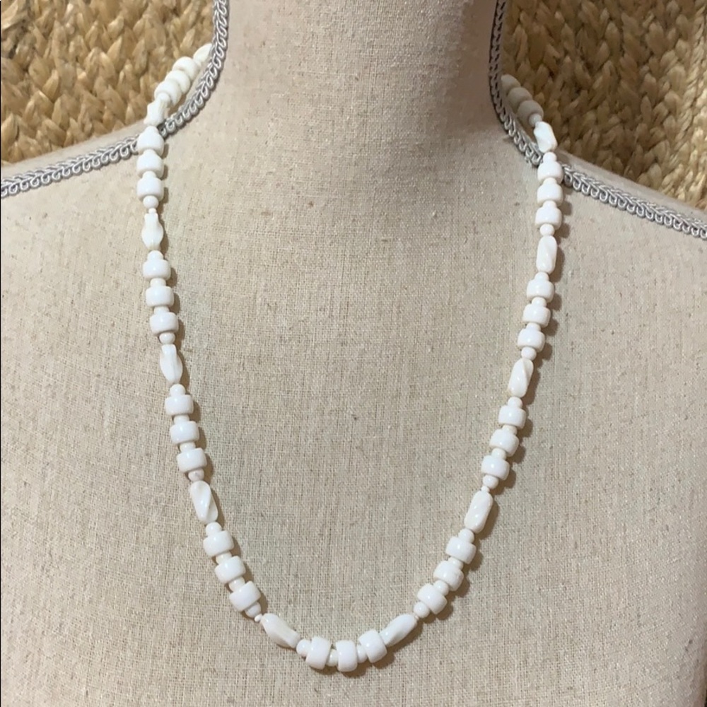 40’s Milk Glass Art Beaded Necklace 24”